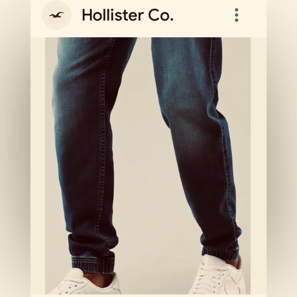 Hollister Men's Denim Jogger Pants Blue Jeans Drawstring Cuffed Size S